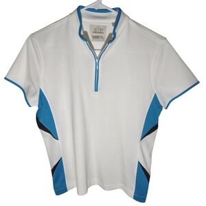 EP Tour Tech Golf Polo Shirt Performance Fabric Short Sleeve‎ White Blue Size M